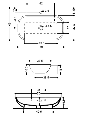 Раковина AXA Ciotola  15092, 70