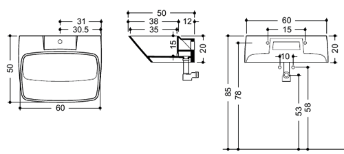 Раковина AXA Atmosfere 23095, 60 см