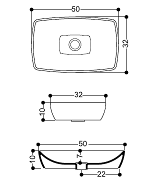 Раковина AXA Rettangolari 81081, 50 см