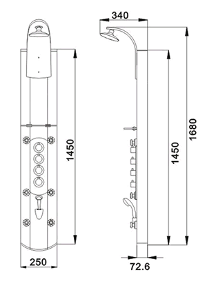 Схема душевой панели Gllon S2648