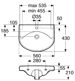 Схема умывальника Gustavsberg Basic 590-2