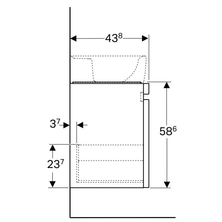 Тумба под раковину Geberit Renova Nr. 1 Plan , 93x44, темно-серый матовый [869101000]