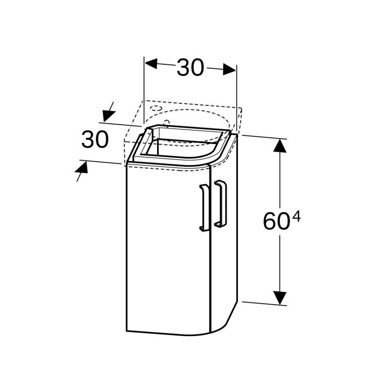 Тумба под раковину угловая Geberit Renova Nr.1 Comprimo, 43x31, светло-серый матовый [862133000]
