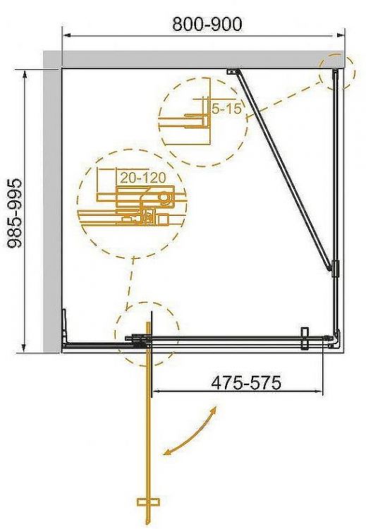 Душевой уголок Cezares Slider 90x100 SLIDER-AH-1-100-80/90-C-Cr профиль Хром стекло прозрачное