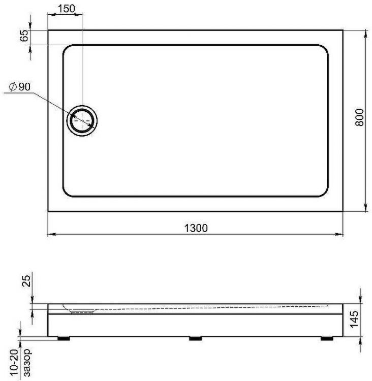 Акриловый поддон для душа Bas Олимпик 130х80 ПН00058 Белый
