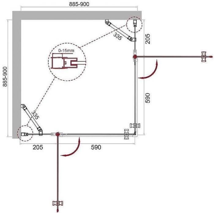 Душевой уголок BelBagno Etna 90х90 ETNA-A-22-90-C-Cr профиль Хром стекло прозрачное