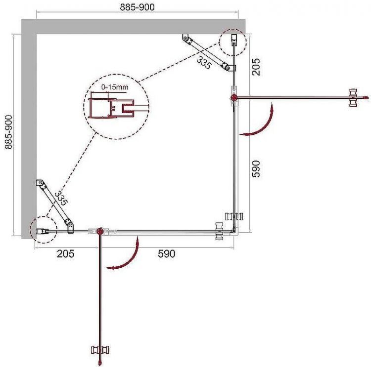 Душевой уголок BelBagno Etna 90х90 ETNA-A-22-90-C-Cr профиль Хром стекло прозрачное