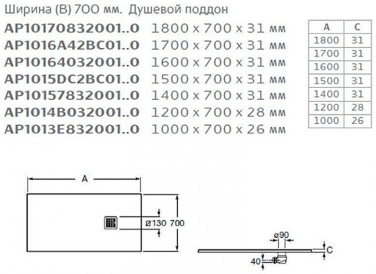 Душевой поддон из композитного материала Roca Terran 120x70 AP1014B02BC01400 Черный