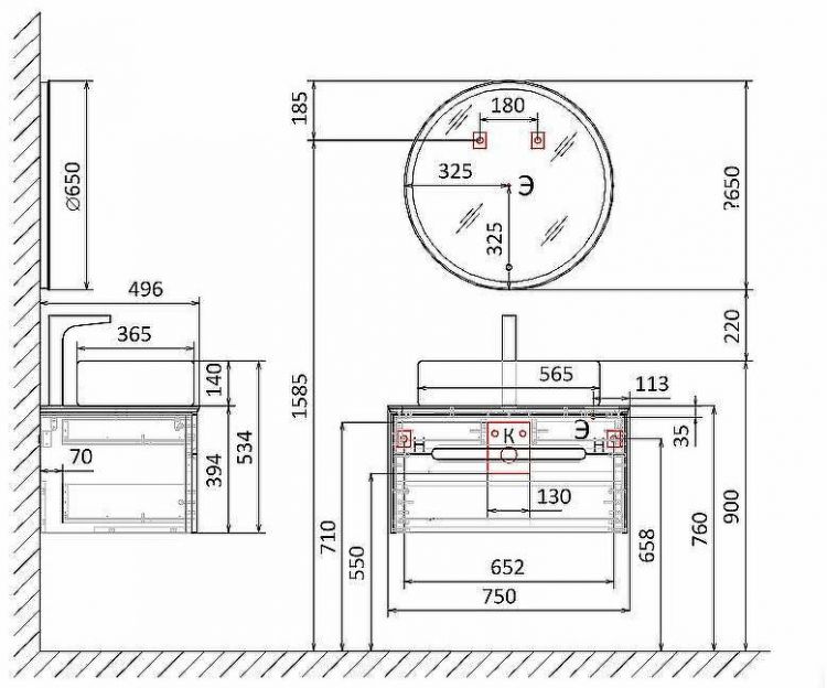 Тумба под раковину Jorno Shine 75 Shi.01.75/P/W подвесная Белая