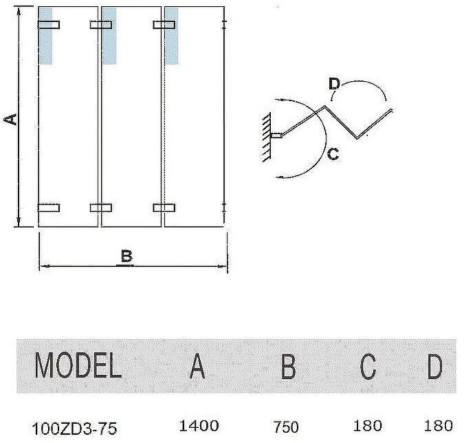 Шторка на ванну WeltWasser WW100 ZD3 75 10000000935 профиль Хром стекло прозрачное