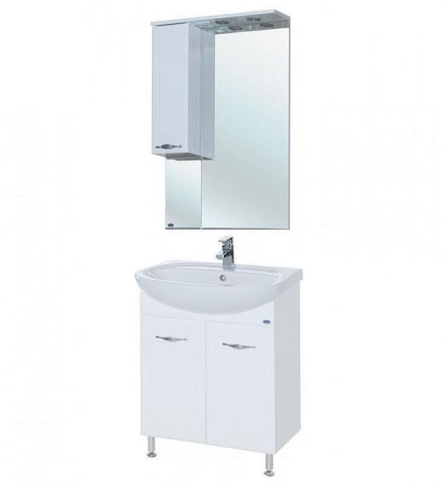 Зеркало со шкафом Bellezza Стелла 65 R 4616010001010 с подсветкой Белое