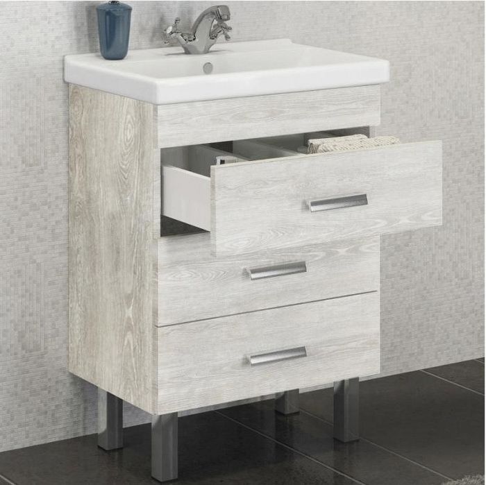 Тумба с раковиной Comforty Никосия 60Н 00004142203 Дуб белый