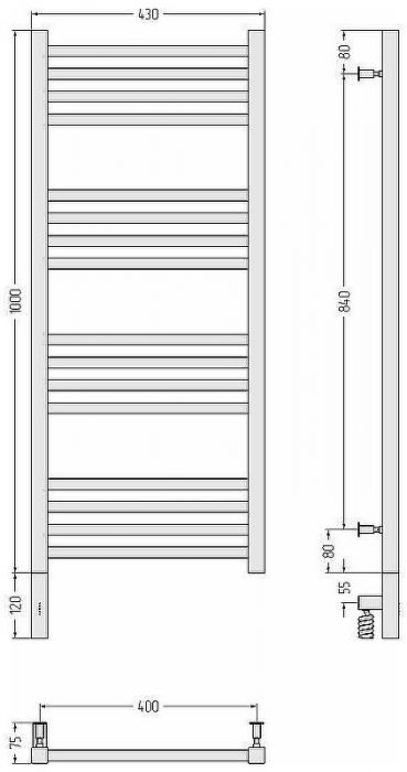 Электрический полотенцесушитель Сунержа Модус 3.0 1000x400 L 00-5700-1040 Хром