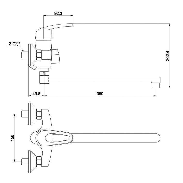 Смеситель для ванны с душем, с длинным изливом Timo Standard 1935Y-CR chrome Смеситель для ванны с душем, с длинным изливом Timo Standard 1935Y-CR chrome