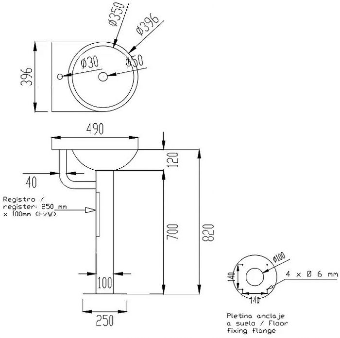 Раковина Nofer 39,6 13026.B цвет Нержавеющая сталь