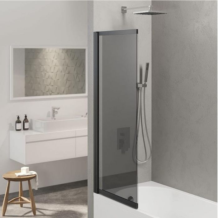 Шторка на ванну Berges River S Slider Black 98х145 065018 профиль Черный матовый стекло тонированное