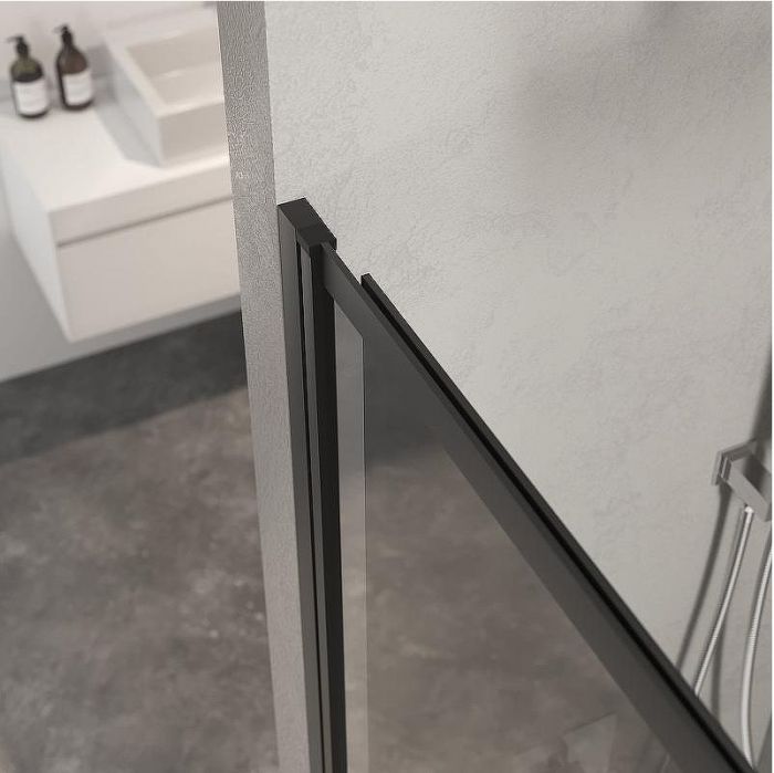 Шторка на ванну Berges River S Slider Black 98х145 065018 профиль Черный матовый стекло тонированное