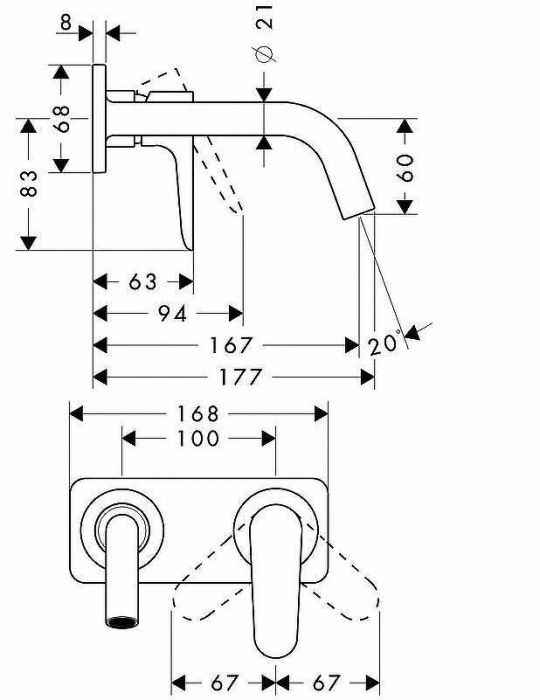 Смеситель для раковины Axor Citterio M 34112000 Хром