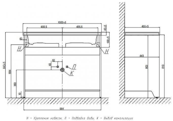 Тумба под раковину Velvex Klaufs 100 tnKLA.100.2Y.NEW-617.217 Шатанэ Черная