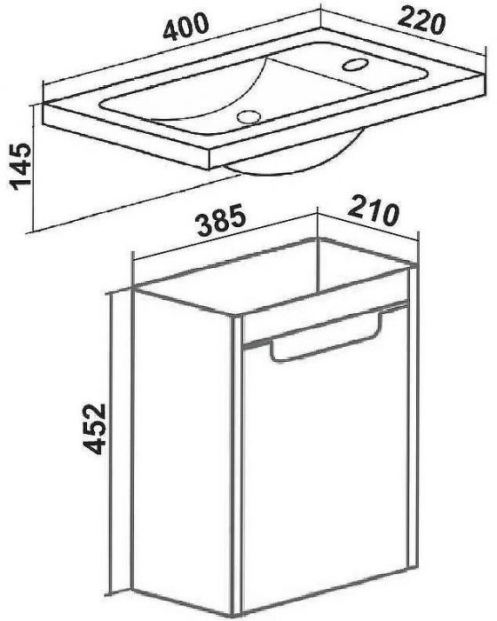 Тумба под раковину Runo Микра 40 R 00000001078 подвесная Белая