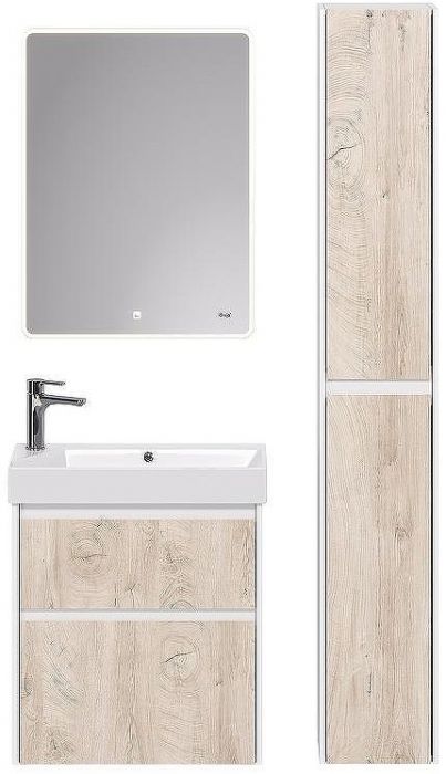 Тумба под раковину Dreja Slim 65 99.0501 подвесная Дуб кантри Белый глянец