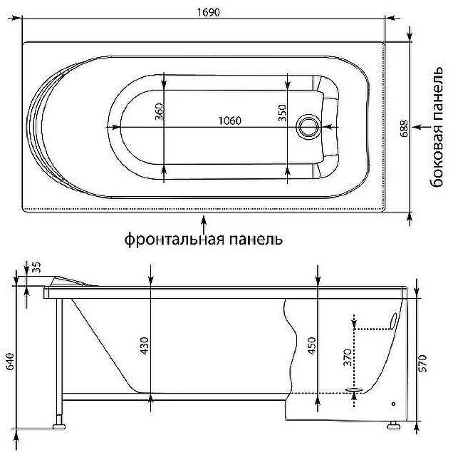 Акриловая ванна Aquanet Nord 170x70 242400 без гидромассажа