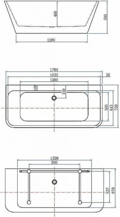Акриловая ванна Aquanet Family Perfect 13775-MW-MB 170x75 293081 Черная матовая без гидромассажа