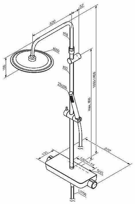 Душевая система Damixa Scandinavian Pure 936780300 Черная матовая Душевая система Damixa Scandinavian Pure 936780300 Черная матовая