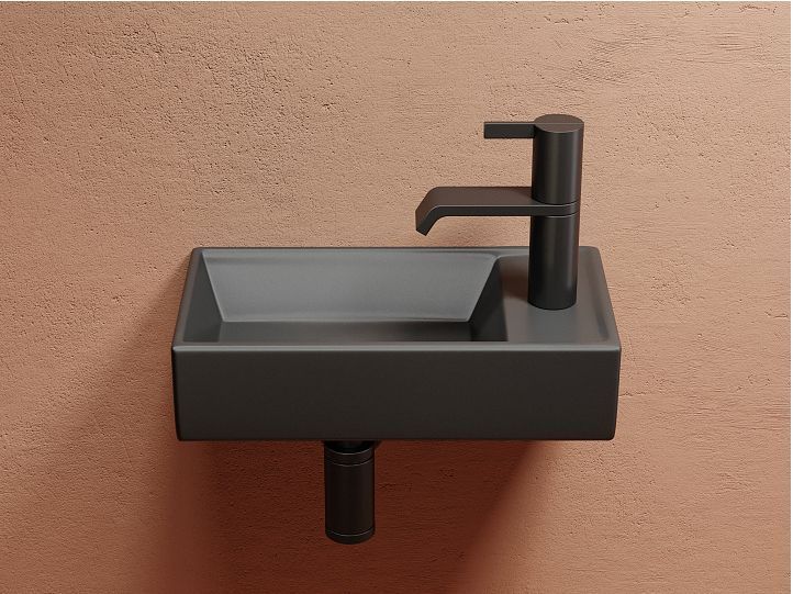 Умывальник CERAMICANOVA Element подвесной прямоугольный (чаша слева, отверстие под смеситель справа) цвет темный антрацит матовый CN6051LMDH