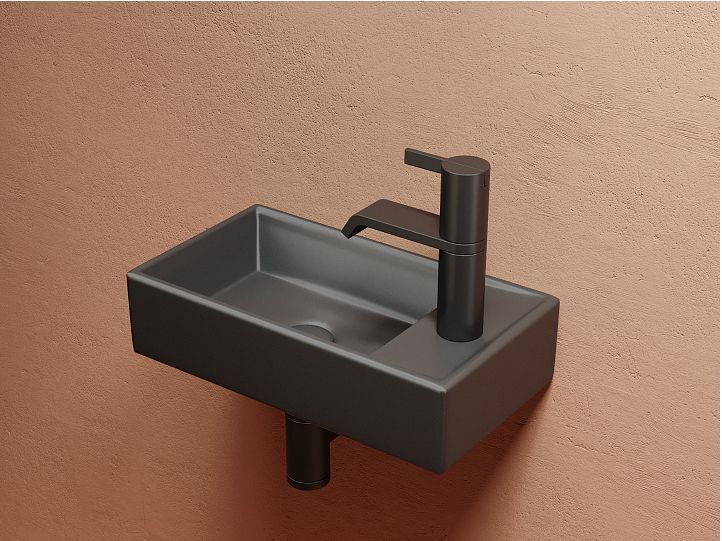 Умывальник CERAMICANOVA Element подвесной прямоугольный (чаша слева, отверстие под смеситель справа) цвет темный антрацит матовый CN6051LMDH