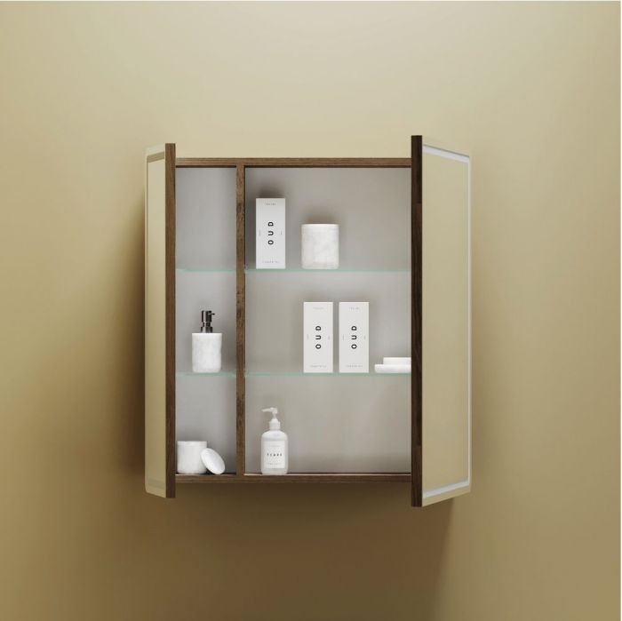 Зеркальный шкаф SANCOS для ванной комнаты SANCOS Mirror 690x150х740 мм, с LED подсветкой, цвет дуб чарльстон, с розеткой, MI70ECH