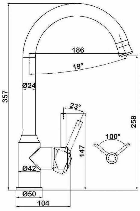Смеситель для кухни Swedbe Selene 7440 Хром