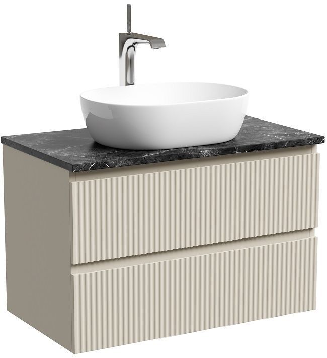 Тумба подвесная SANCOS Snob R, Beige Soft 790х445х500, под столешницу с отверстием под смеситель, цвет Black Sky, SNR80CE