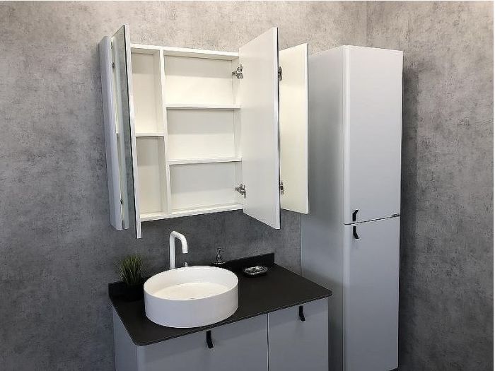 Зеркальный шкаф Comforty Сорренто 90 00-00001968 Светло серый