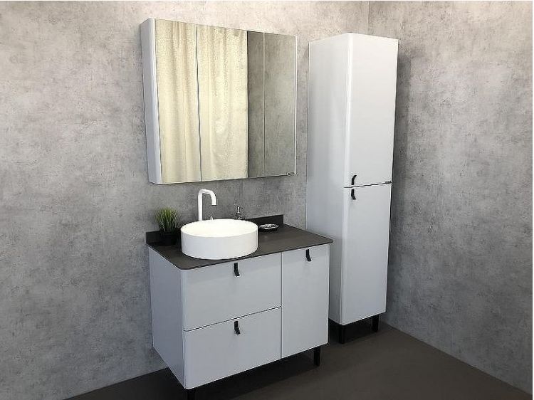 Зеркальный шкаф Comforty Сорренто 90 00-00001968 Светло серый