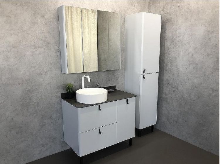 Зеркальный шкаф Comforty Сорренто 90 00-00001968 Светло серый