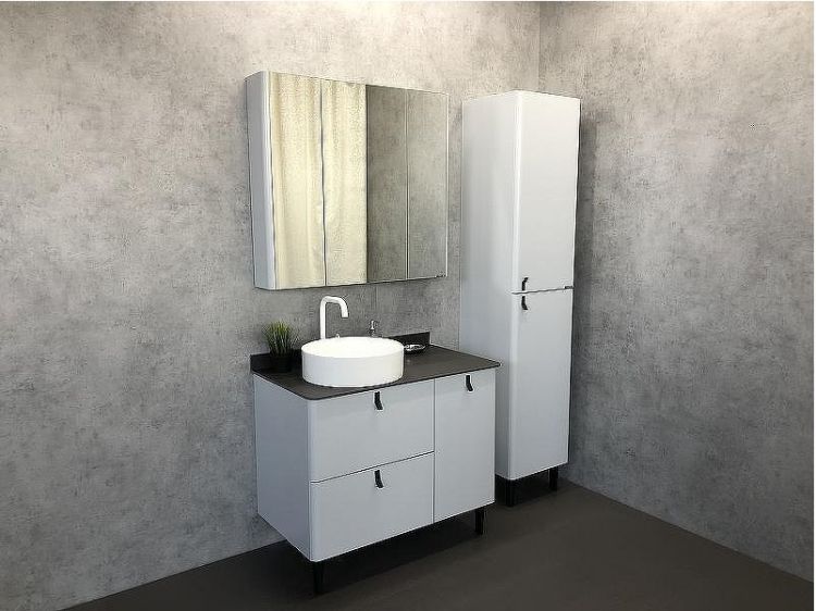 Зеркальный шкаф Comforty Сорренто 90 00-00001968 Светло серый