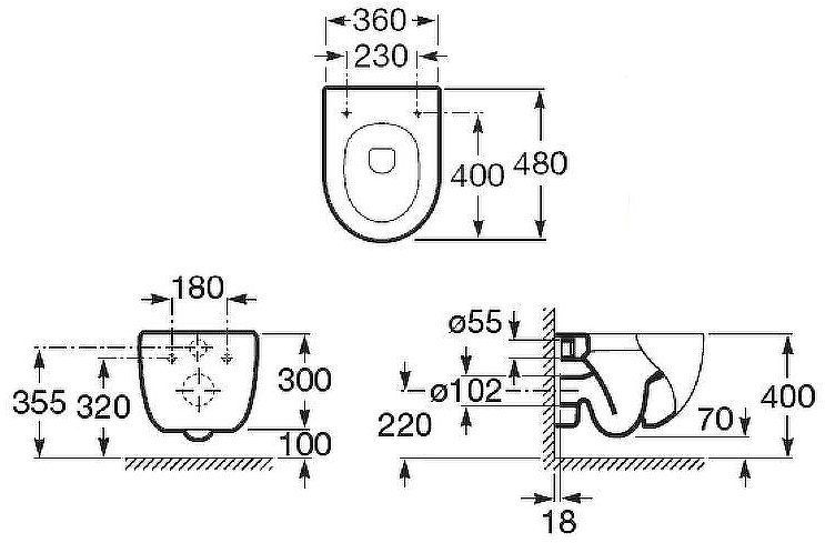 Унитаз Roca Meridian 346248000 подвесной без сиденья