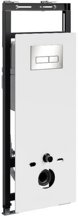Инсталляция WasserKRAFT Salm 27TLT.010.ME.WH.BN03 для унитаза Белое стекло с клавишей смыва Никель