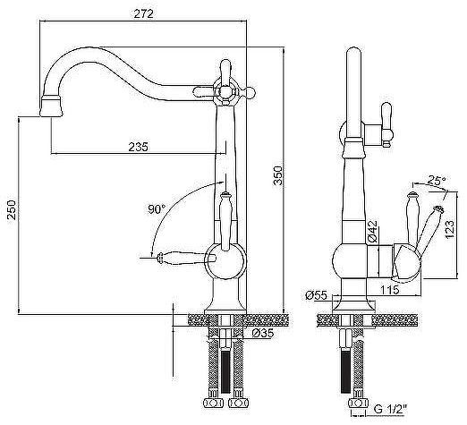 Смеситель для кухни Paulmark Retro Re213226-CR Хром