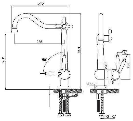 Смеситель для кухни Paulmark Retro Re213226-CR Хром