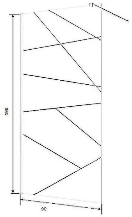 Душевая перегородка Ceruttispa Pick 90 PICK T90B 10378 профиль Черный матовый стекло узор матовый с прозрачным