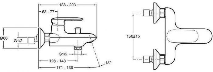 Смеситель для ванны Jacob Delafon Kumin E99460-CP Хром