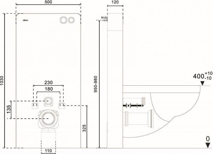 Инсталляция Abber AC0107MW для унитаза с клавишей смыва Белый