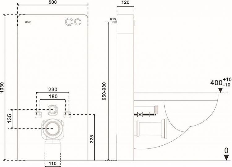 Инсталляция Abber AC0107MW для унитаза с клавишей смыва Белый