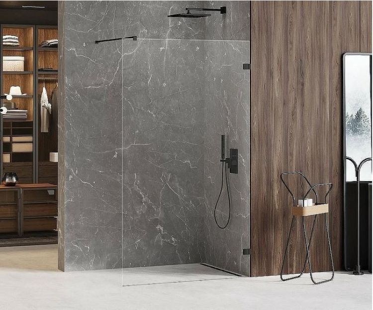 Душевая перегородка New Trendy Avexa Black 130 EXK-1966 профиль Черный стекло прозрачное