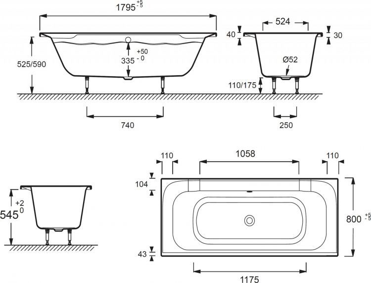 Акриловая ванна 180х80 Jacob Delafon Doble E6D013-00, белый