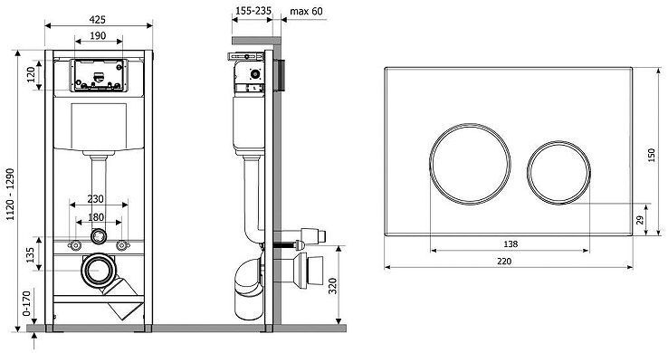 Инсталляция Lavinia Boho RelFix 77010007 для унитаза с клавишей смыва цвет Хром матовый