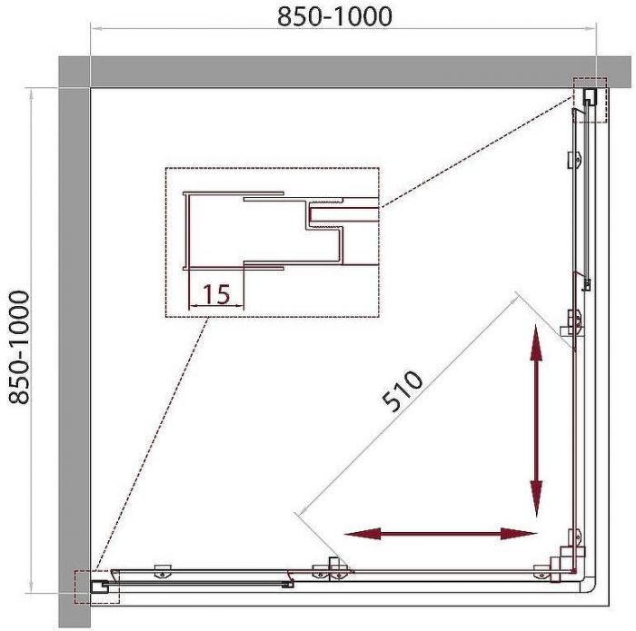 Душевой уголок BelBagno Unique 100х100 UNIQUE-A-2-85/100-M-Cr профиль Хром стекло матовое