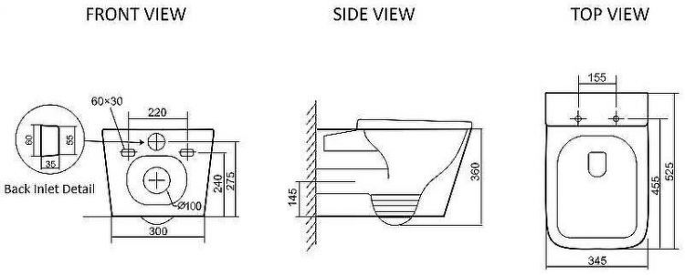Унитаз SantiLine SL-5027MB подвесной Черный матовый с сиденьем Микролифт